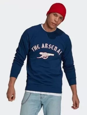 image of adidas Arsenal Graphic Crew Sweatshirt, Blue, Size 2XL, Men