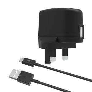 Image of Griffin GP-011-BLK 2.4A Mains Charger with USB-A to Micro-USB Cable - Black UK Plug