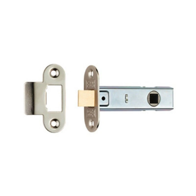 Image of Loops 76mm Contract Standard Tubular Latch Rounded Strike/Forend Nickel Plated Metallics