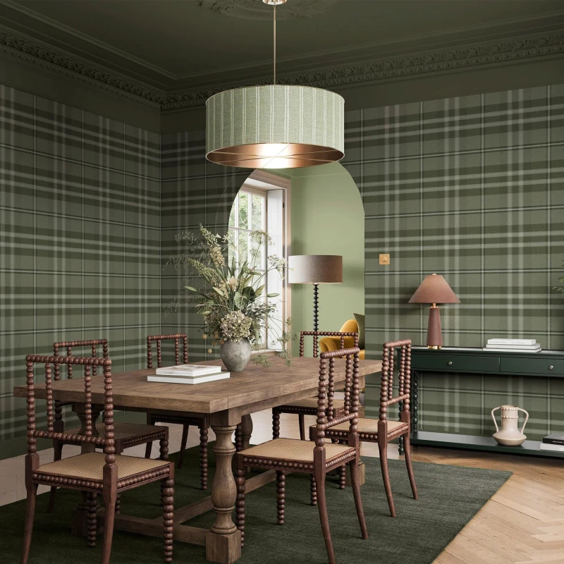 Image of Superfresco Easy Eildon Weave Forest Wallpaper Forest Green unisex One size