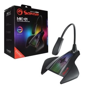 image of Marvo Scorpion MIC-01 USB RGB LED Black Gaming Microphone