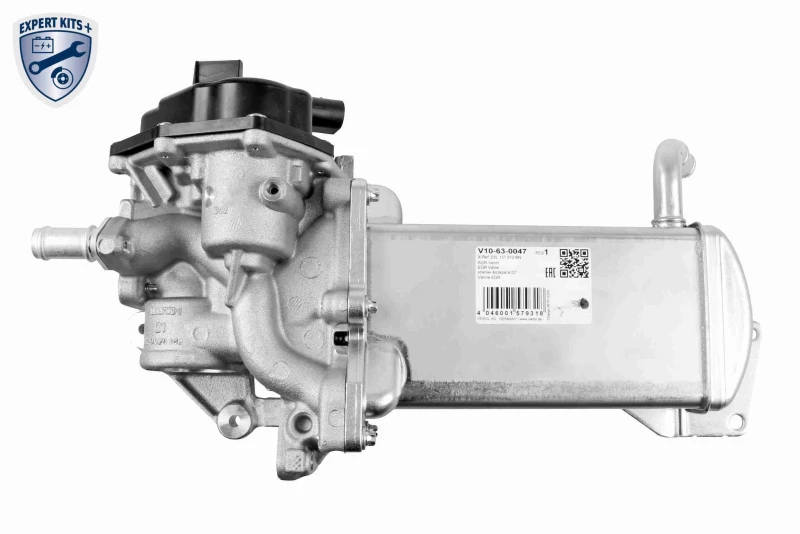 Image of VEMO V10-63-0047 EGR valve Control Valve, Control Unit/Software must be trained/updated, Electric, with EGR cooler EGR Valve (1145)