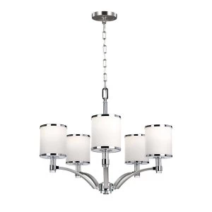 Image of 5 Light Multi Arm Chandelier Satin Nickel, Chrome Finish, E27