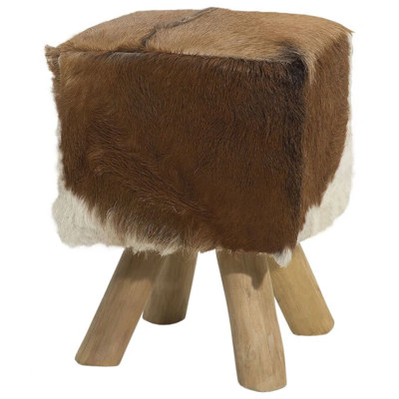 Image of Beliani Footstool Dalton Leather Brown