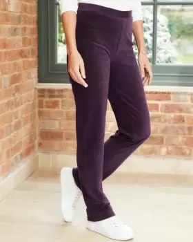 image of Cotton Traders Womens Super Soft Slim Leg Jersey Cord Pull-On Trousers in Purple