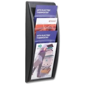 image of Fast Paper Wall-Mounted Literature Holder with 4 x A4 Pockets Black