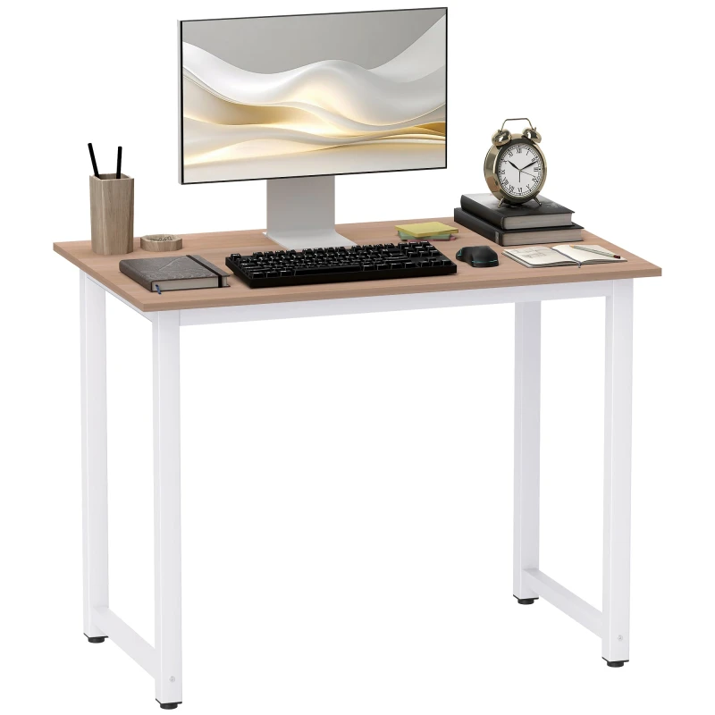 Image of HOMCOM Computer Desk Dining Table Writing Table with Metal Frame, White 836-121V02WT