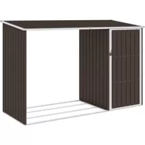 image of Garden Firewood Shed Brown 245x98x159cm Galvanised Steel Vidaxl Brown