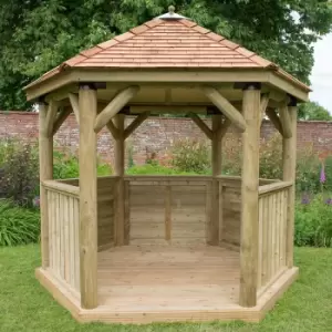 image of 10'x9' (3x2.7m) Luxury Wooden Garden Gazebo with New England Cedar Roof - Seats up to 10 people