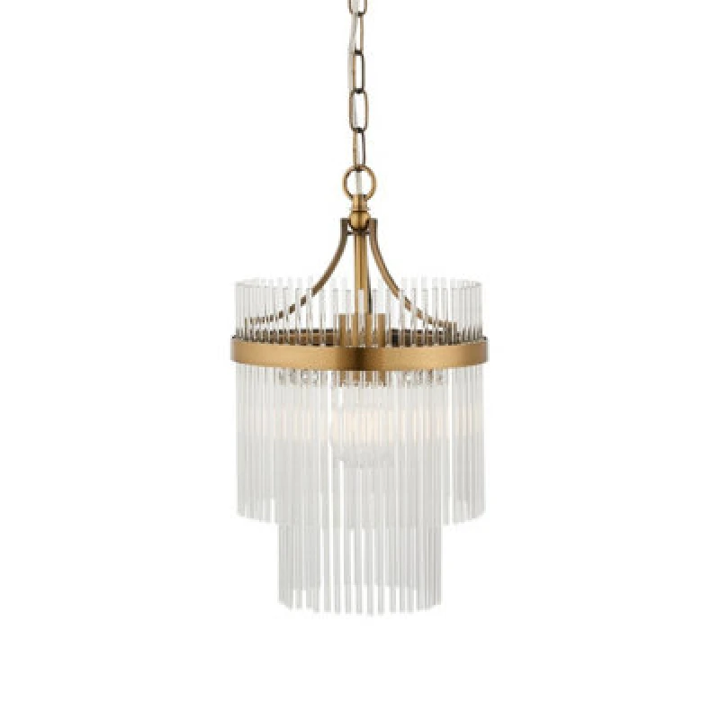 Image of Luminosa Lighting Luminosa Marietta Pendant Ceiling Light Antique Brass Plate, Clear Glass, 1X E27