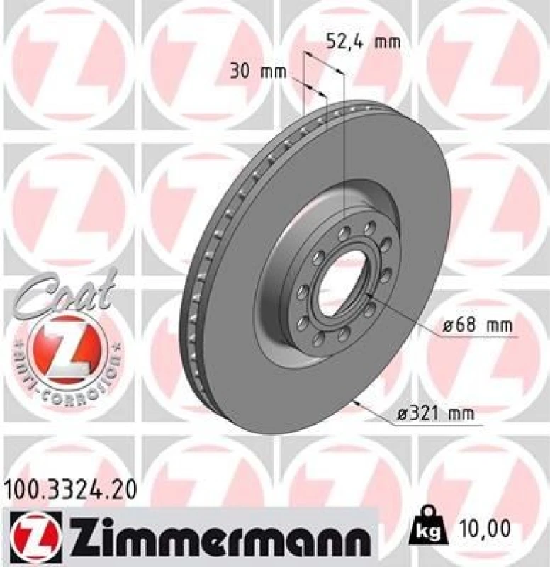 Image of ZIMMERMANN Brake disc ZIMMERMANN 100.3324.20