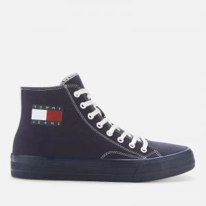 Image of Tommy Jeans Mens Mid Cut Canvas Hi-Top Trainers - Twilight Navy - UK 10
