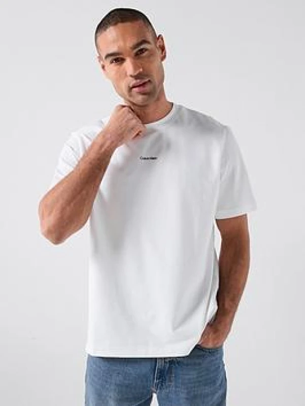 Image of Calvin Klein Cotton Pique Nano T-Shirt with Short Sleeves White Cotton L