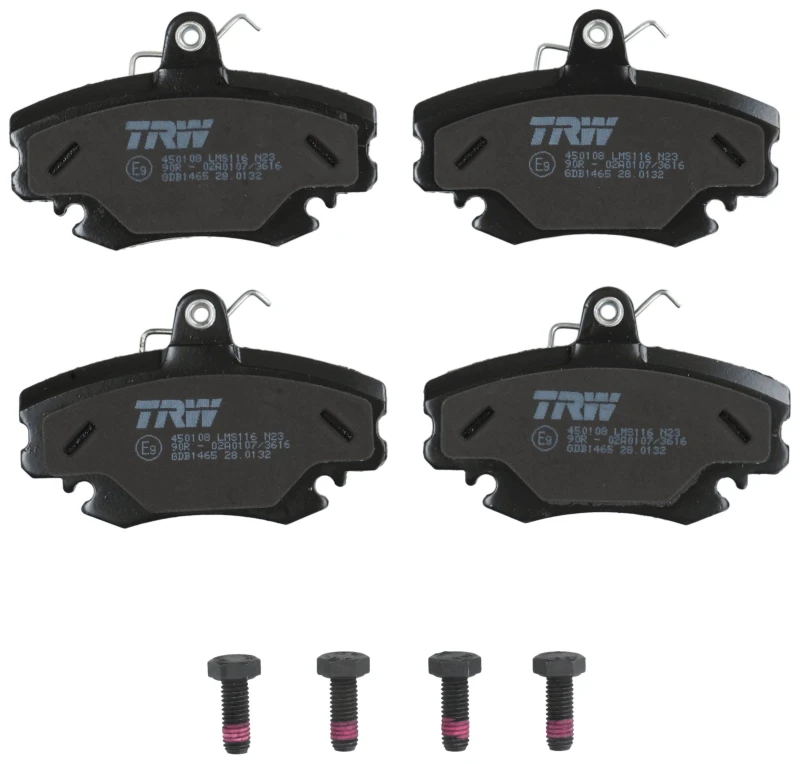 Image of TRW GDB1465 Brake pad set incl. wear warning contact, with brake caliper screws Brake Pad Set,disc brake (402)