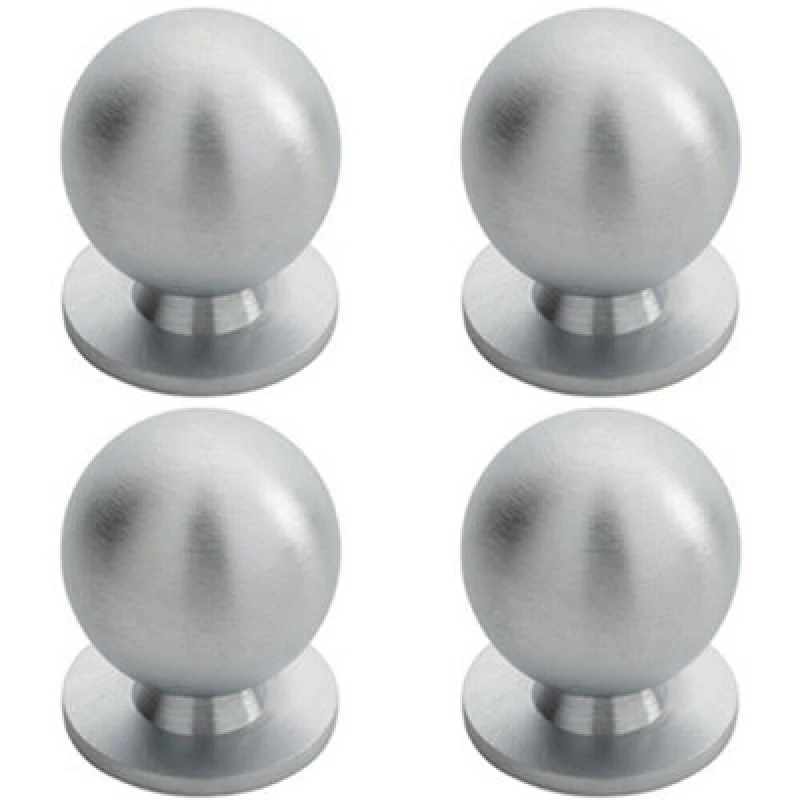 Image of Loops 4x Solid Ball Cupboard Door Knob 25mm Diameter Satin Chrome Cabinet Handle Multi unisex