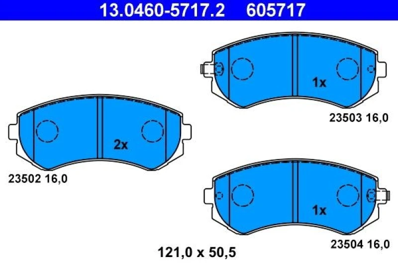Image of ATE 13.0460-5717.2 Brake pad set with acoustic wear warning Brake Pad Set,disc brake (402)