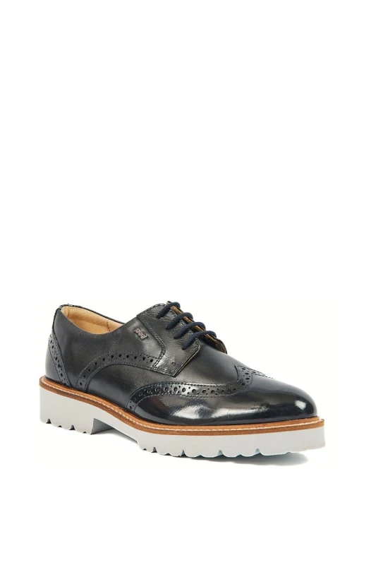 Image of Pod Womens Kortney Lace Up Leather Brogues UK Size 6 (EU 40) Navy Patent POD034-NVYPT-6