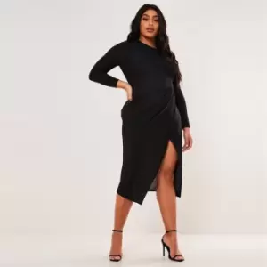 image of Missguided Plus Wrap Dress - Black