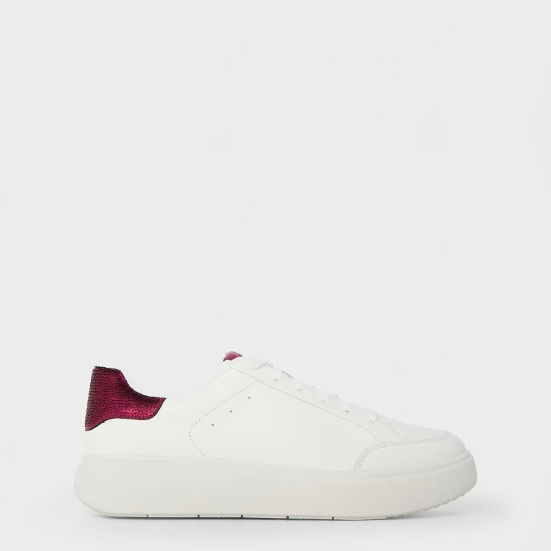 Image of Fitflop Womens Sequin Low-Top Trainers White Ruby female 3 (36)