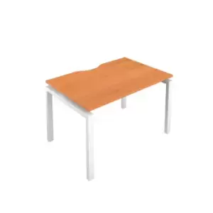 image of Telescopic Sliding 1 Person Bench with Cut Out and White Frame - 1200mm - Beech