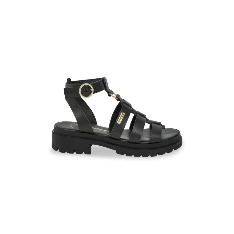 Image of LES TROPEZIENNES PAR M.BELARBI Tobo Leather Sandals with Chunky Sole Black Women 36 (3.5);37 (4);38 (5);40 (6.5);41 (7)