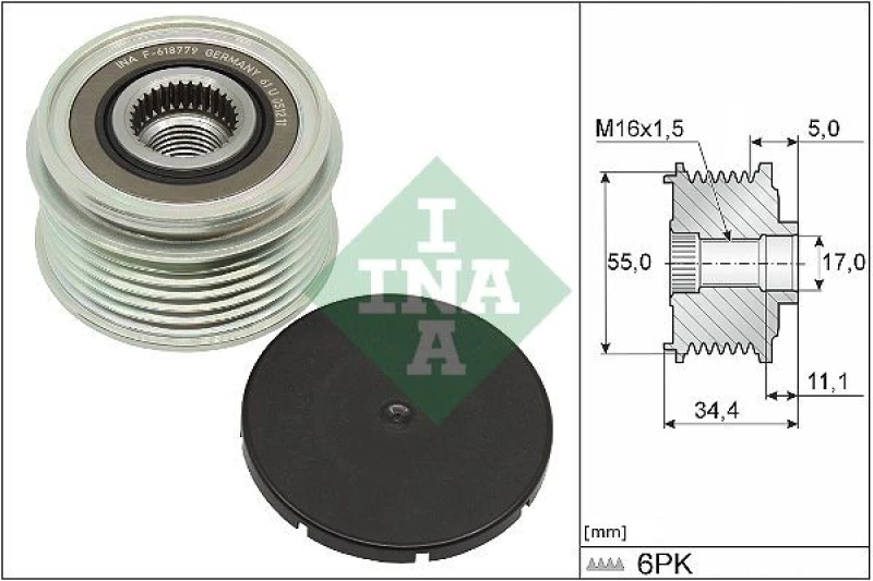 Image of Alternator clutch pulley INA 535 0357 10