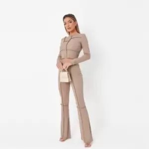 image of Missguided Coord Patchwork Seam Flare Trouser - Neutral