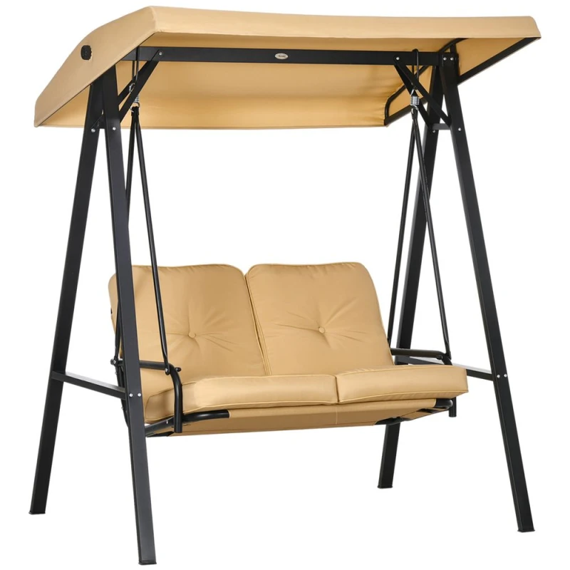 Image of Outsunny 2 Seater Garden Outdoor Swing Chair Hammock w/ Adjustable Canopy - Outsunny 84A-158V02BG