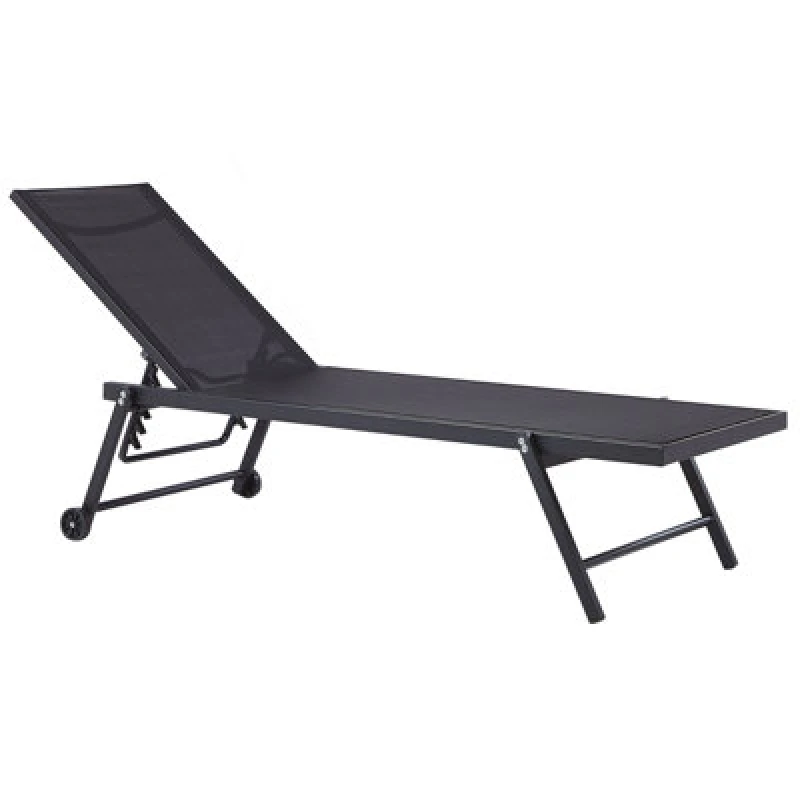 Image of Beliani Sun Lounger Portofino Reclining Metal Black
