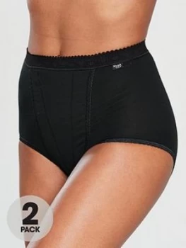 Image of Sloggi 2 Pack Control Maxi Brief, Black, Size 12, Women