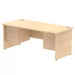 image of Impulse 1800 Rectangle Panel End Leg Desk MAPLE 2 x 3 Drawer Fixed Ped