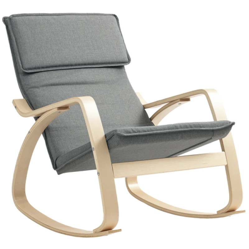 Image of HOMCOM HOMCOM Comfortable Relax Rocking Chair, Lounge Chair Recliner with Headrest in Grey Grey One Size Unisex 5063603035058