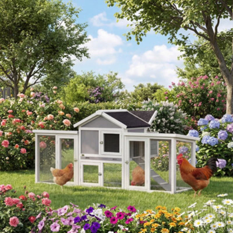 Image of Pawhut Wooden Chicken Coop Hen House With Nesting Box Run