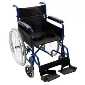 image of Nrs Healthcare Transit-lite Lightweight Foldable Self Propelled Travel Wheelchair Blue