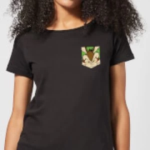 Image of Looney Tunes Wile E Coyote Face Faux Pocket Womens T-Shirt - Black