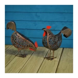 Image of Set of 2 Solar Powered Hen LED Lights