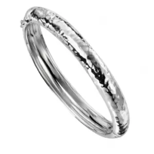 image of Beginnings Sterling Silver Hammered Oval Hinged Bangle B5182