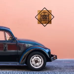 Image of Old Car Walnut Black Decorative Wooden Wall Accessory