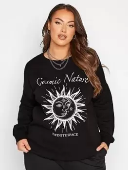 image of Yours Astrology Sweatshirt - Black, Size 16, Women