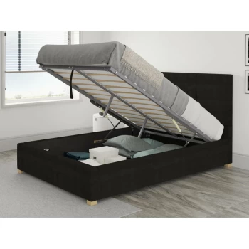 Image of Caine Ottoman Upholstered Bed, Kimiyo Linen, Charcoal - Ottoman Bed Size Double (135x190)