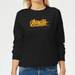 Image of Marvel Avengers Infinity War Orange Logo Womens Sweatshirt - Black