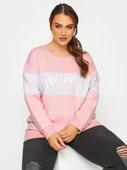 image of Yours Logo Varsity Sweatshirt - Pink, Size 20, Women