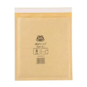 image of Jiffy Airkraft Size 2 Postal Bags Bubble lined Peel and Seal 205x245mm Gold 1 x Pack of 100 Bags