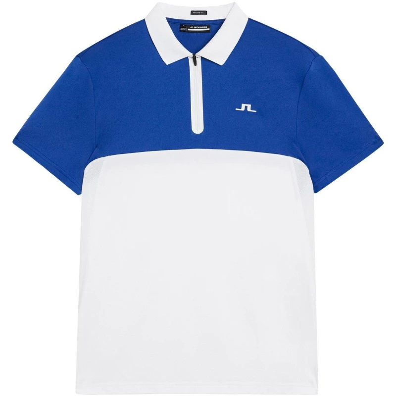 Image of J Lindeberg Golf Mens Kohen Short-Sleeve Performance Polo Shirt Sodalite Blue male 2X Large