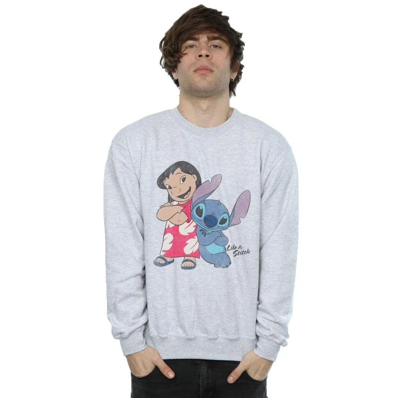 Image of Disney Men Lilo And Stitch Classic Sweatshirt in Grey Size: Small Grey S Male 5057245587754