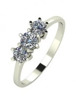 Image of Moissanite 9ct Gold 1/2 Carat Eq Moissanite Trilogy Ring, White Gold, Size U, Women