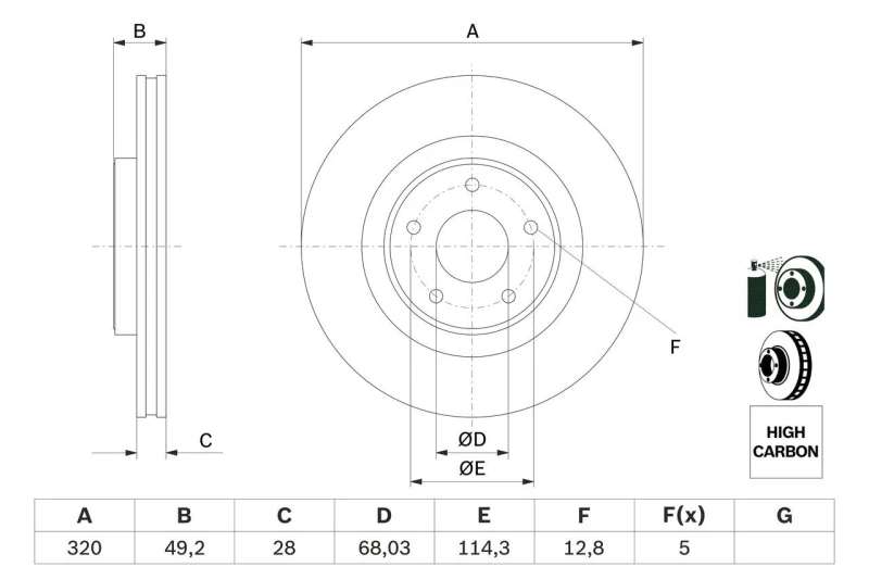 Image of Brake disc Bosch 0 986 479 F33