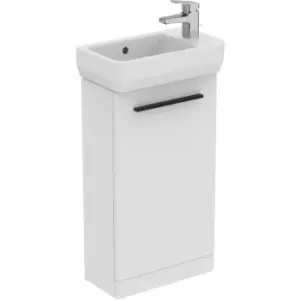 Ideal Standard i. life S Compact Cloakroom Wall Hung Unit with Basin Matt 410mm with Matt Black Handle in White