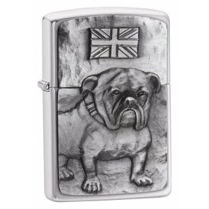 Zippo Bulldog Emblem Brushed Chrome Windproof Lighter