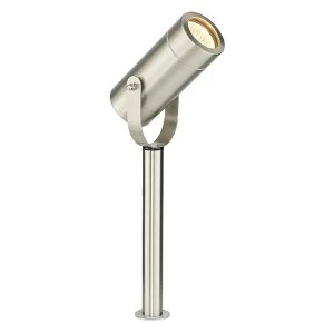 Image of Outdoor 310Mm Spike IP44 7W Brushed Stainless Steel & Clear Glass